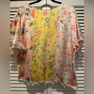 Zara top floral flutter sleeves
